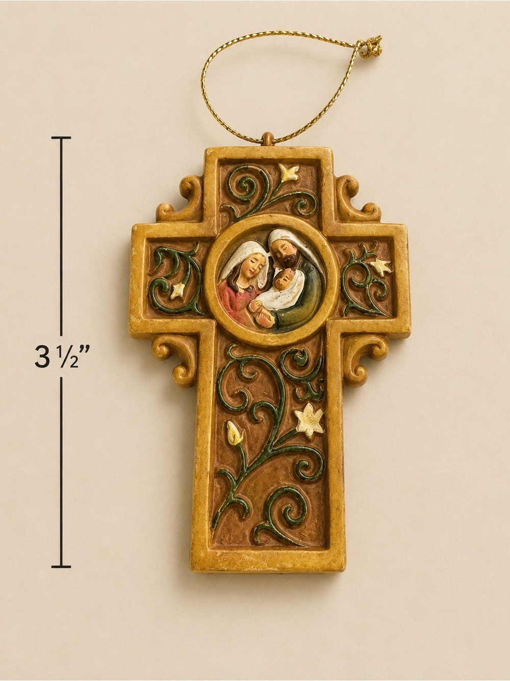 Gold-Tone Nativity Cross Ornament - Home Holiday